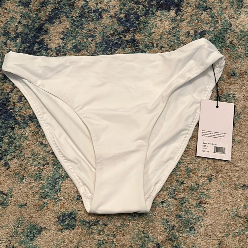 Women's White Bikini Bottom - Classic Hipster Swim